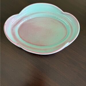 Mint and Pink Glazed Ceramic Serving Platter